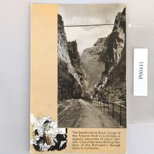Burlington Route Royal Gorge Train 1940s Postcard Colorado Rockies Gore Canyon